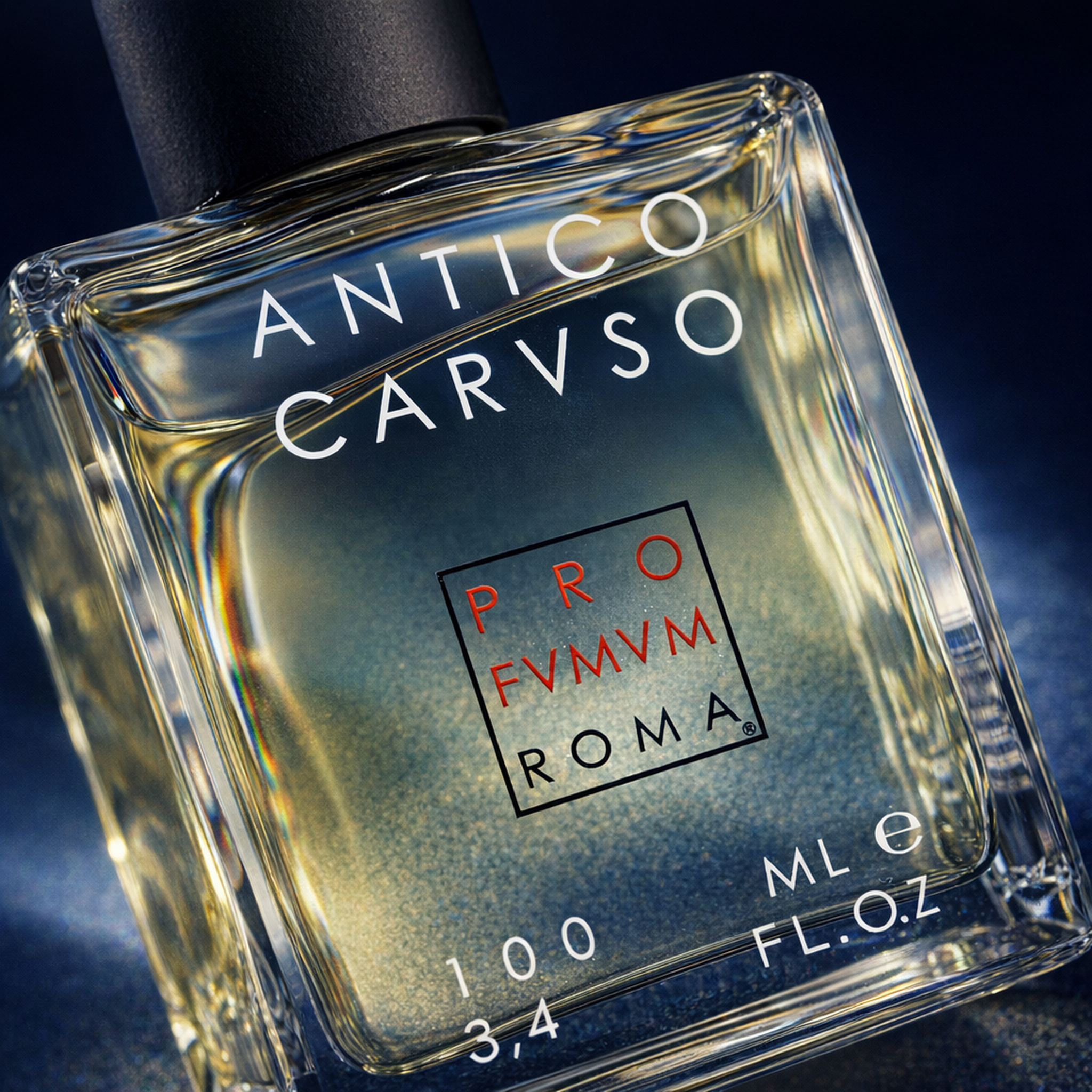 Profumum Roma Antico Caruso Parfum macro label detail gallery showcase