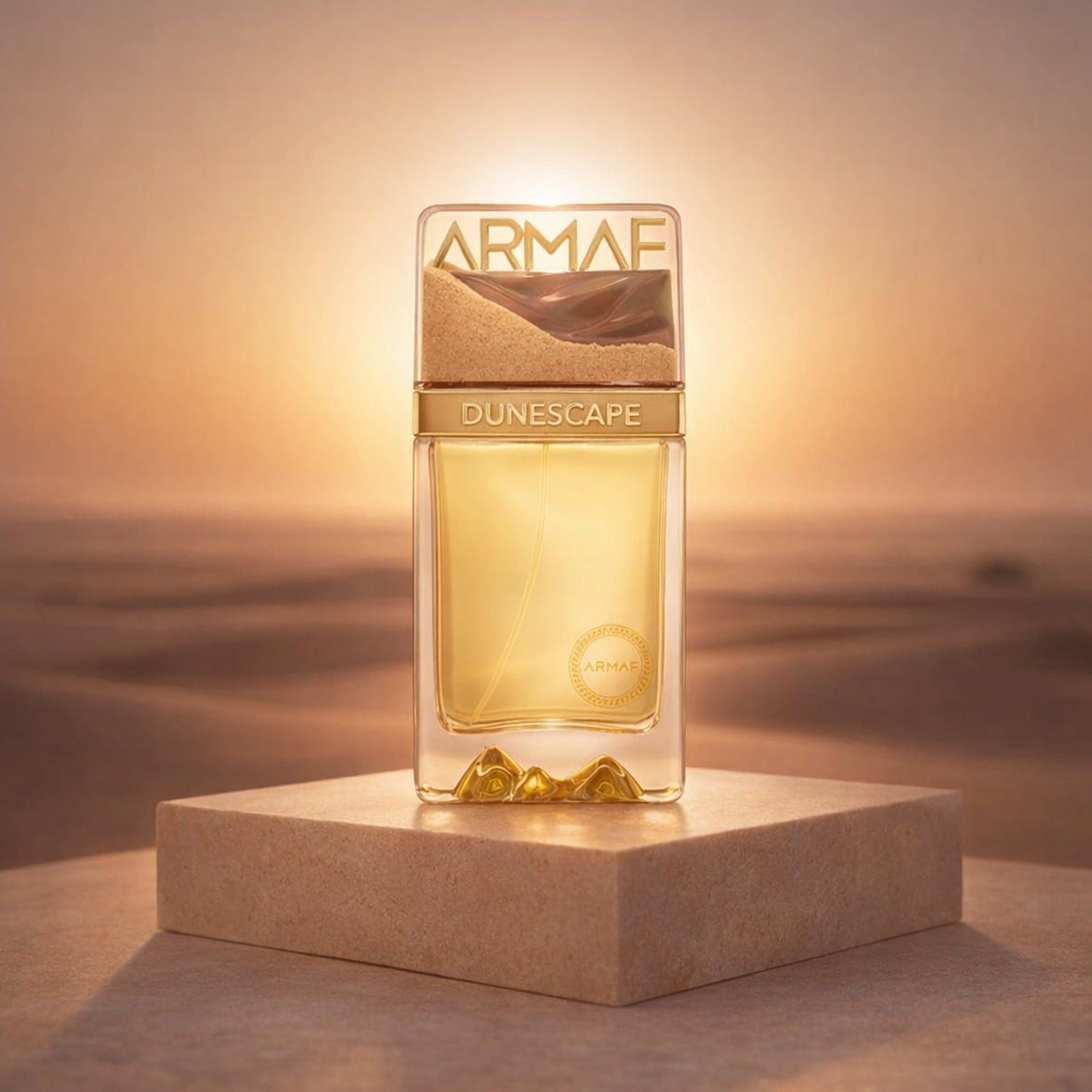 Armaf Dunescape Dubai Extrait de Parfum upright pedestal gallery showcase
