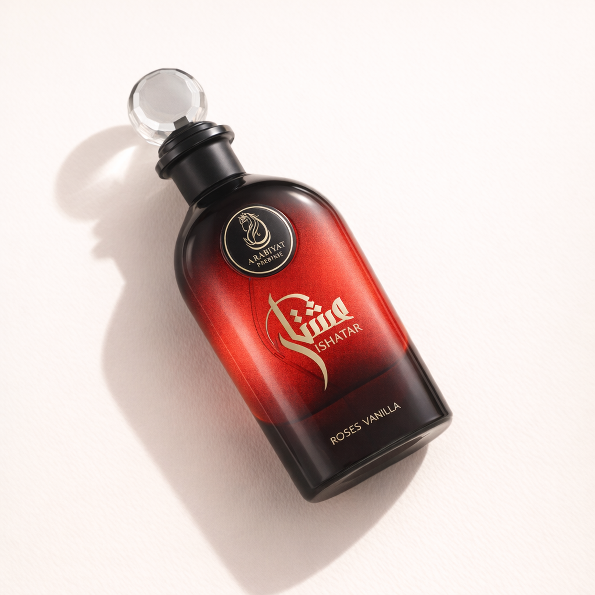 Arabiyat Prestige Ishatar Roses Vanilla EDP for Women angled still-life gallery showcase