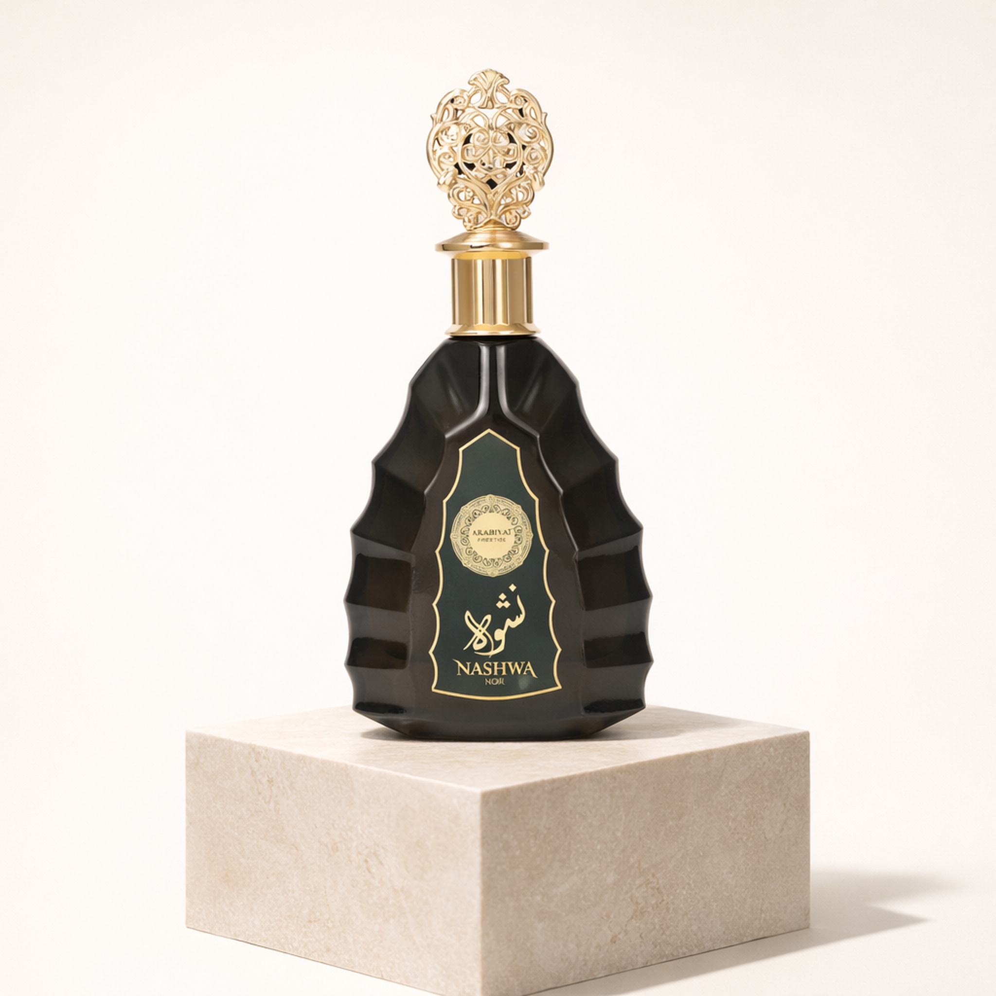 Arabiyat Prestige Nashwa Noir EDP upright pedestal gallery showcase