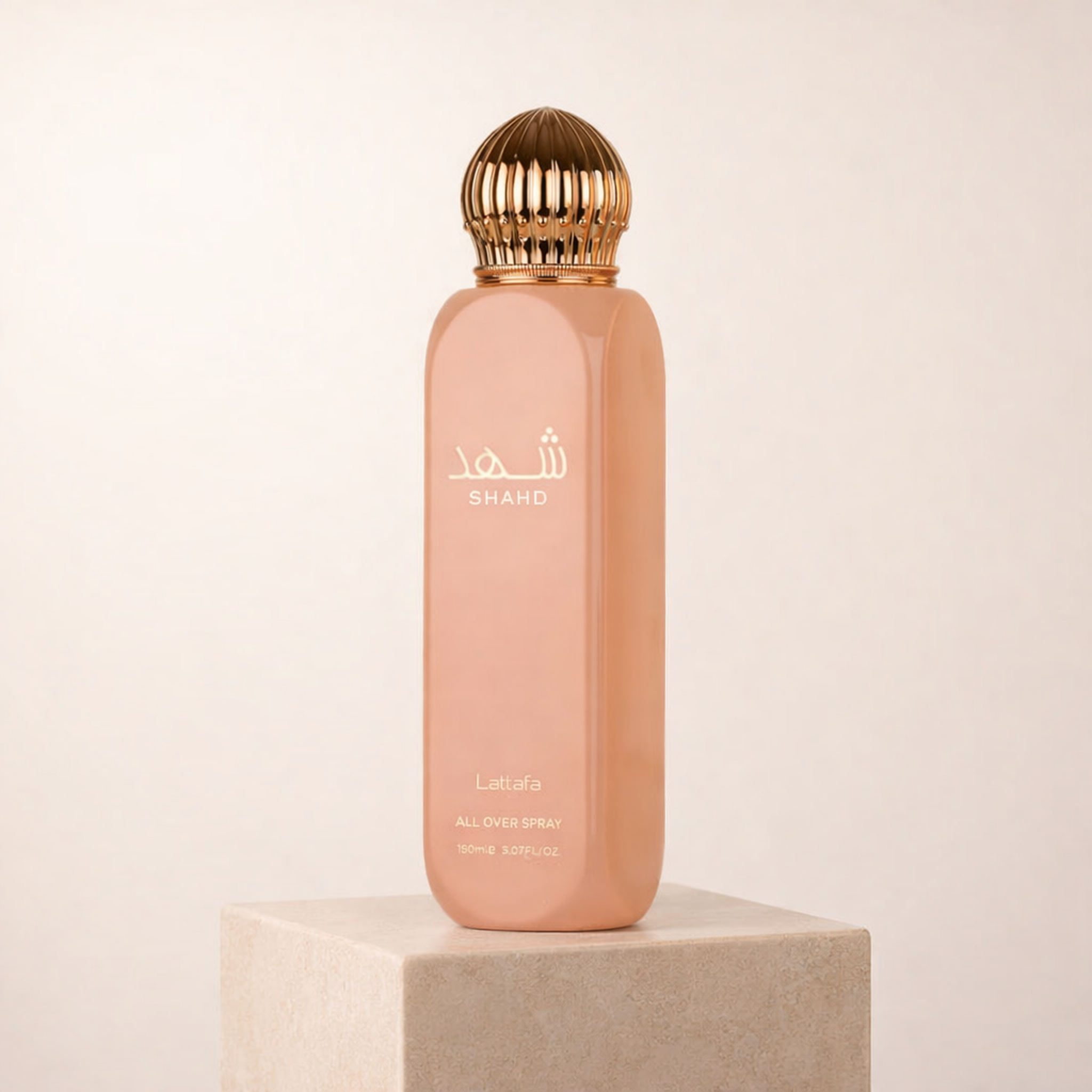 Lattafa Shahd All Over Body Spray upright pedestal gallery showcase