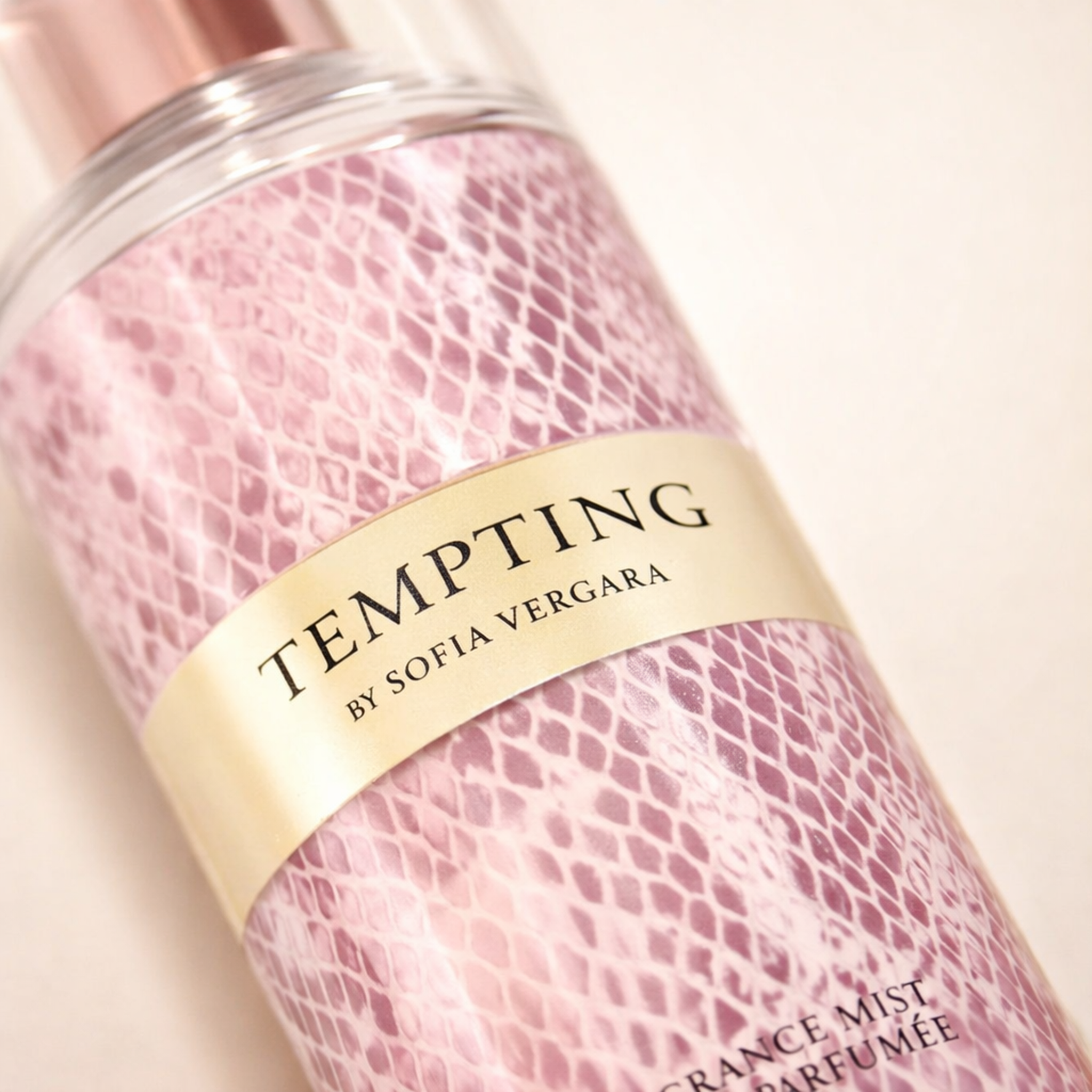 Sofia Vergara Tempting Body Mist macro label detail gallery showcase