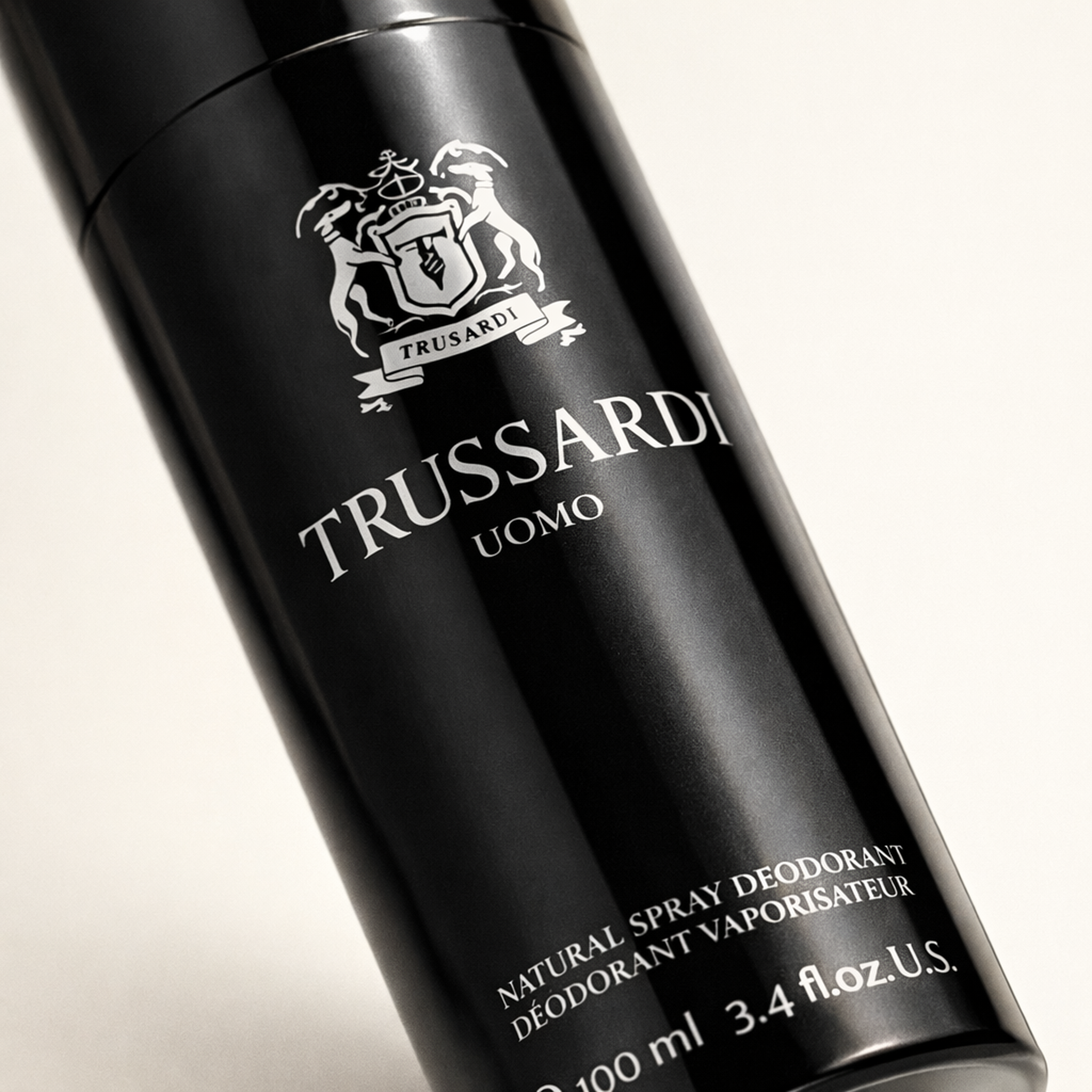Trussardi Uomo Deodorant macro label detail gallery showcase