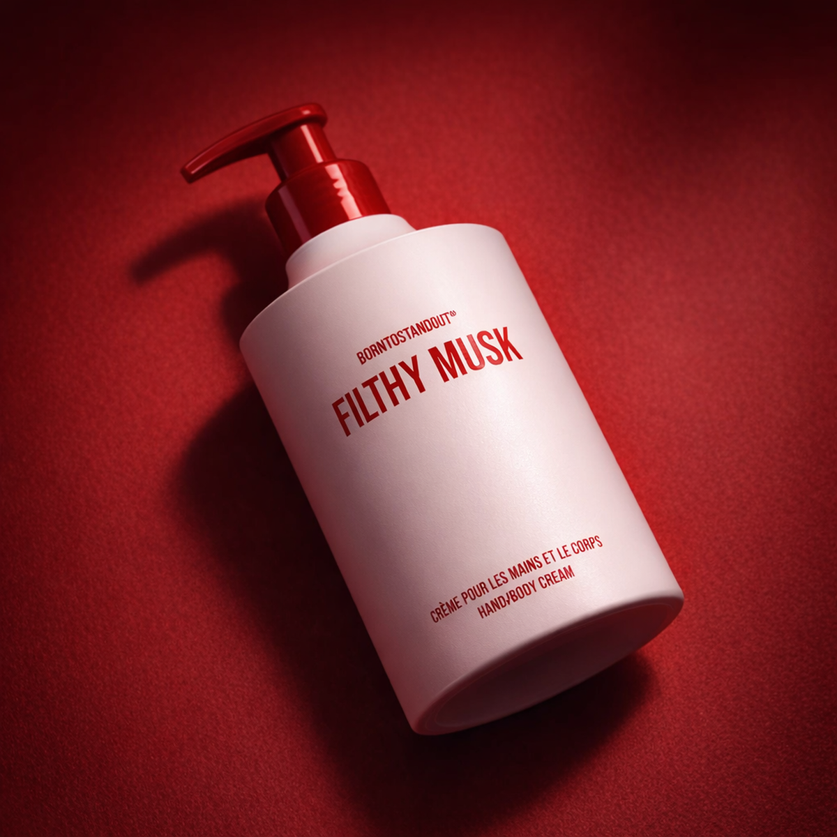 BORNTOSTANDOUT Filthy Musk Hand & Body Cream angled still-life gallery showcase