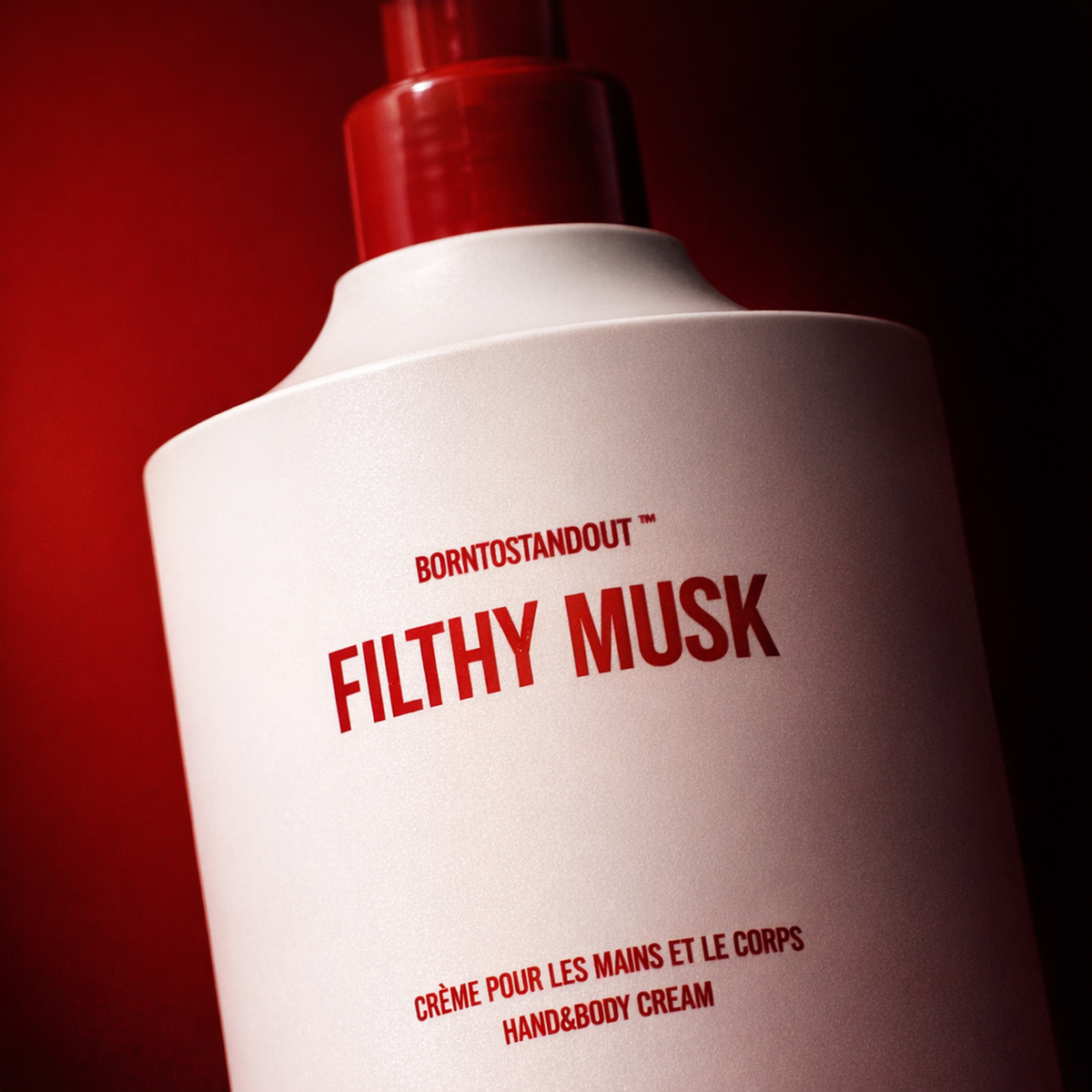 BORNTOSTANDOUT Filthy Musk Hand & Body Cream macro label detail gallery showcase