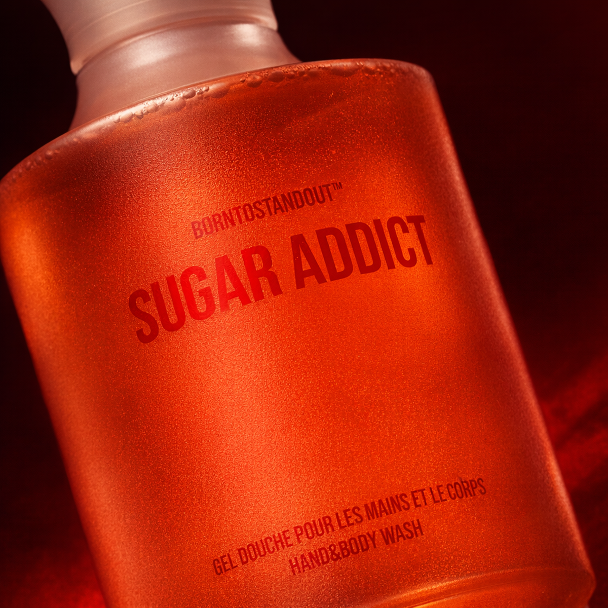 BORNTOSTANDOUT Sugar Addict Hand & Body Wash macro label detail gallery showcase