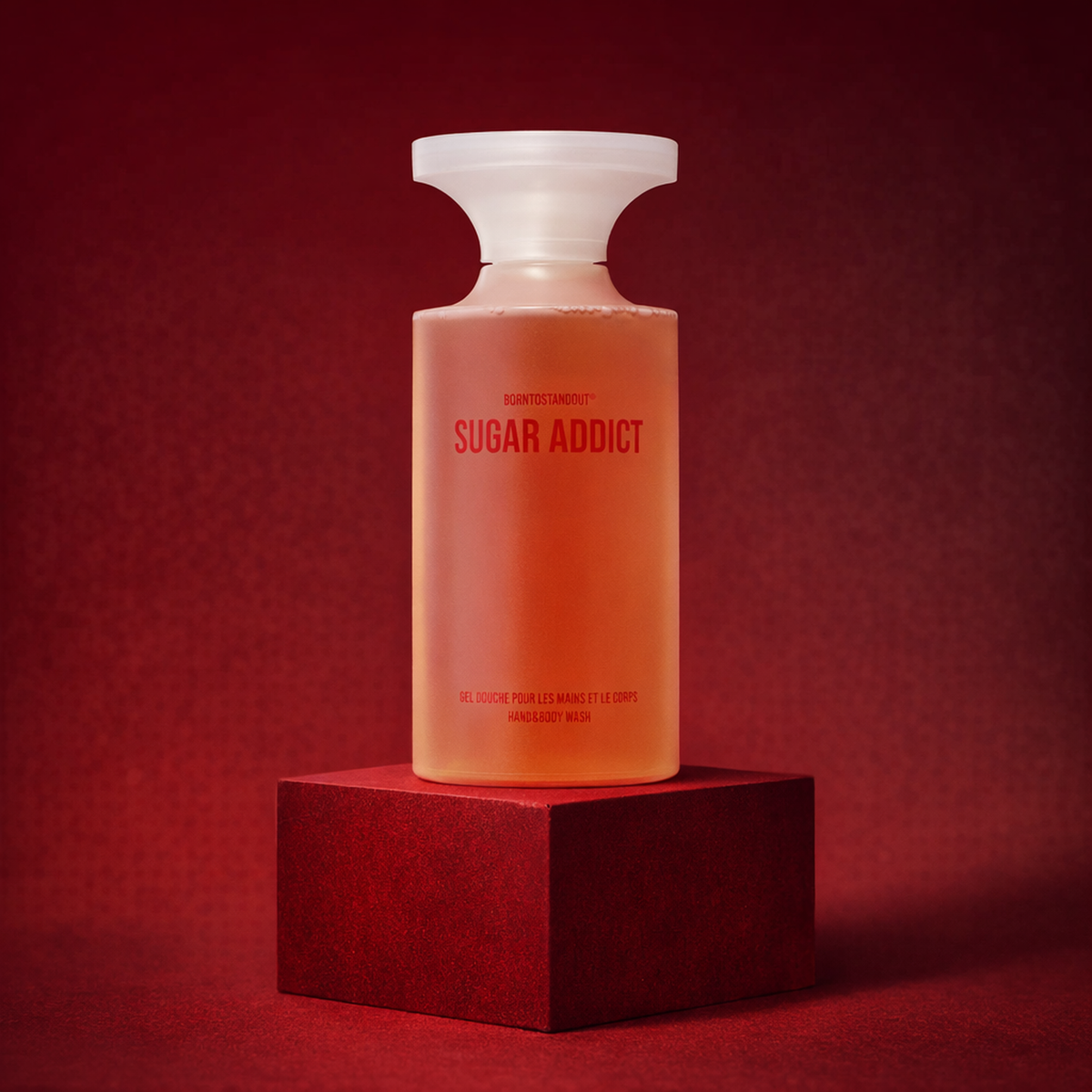 BORNTOSTANDOUT Sugar Addict Hand & Body Wash upright pedestal gallery showcase