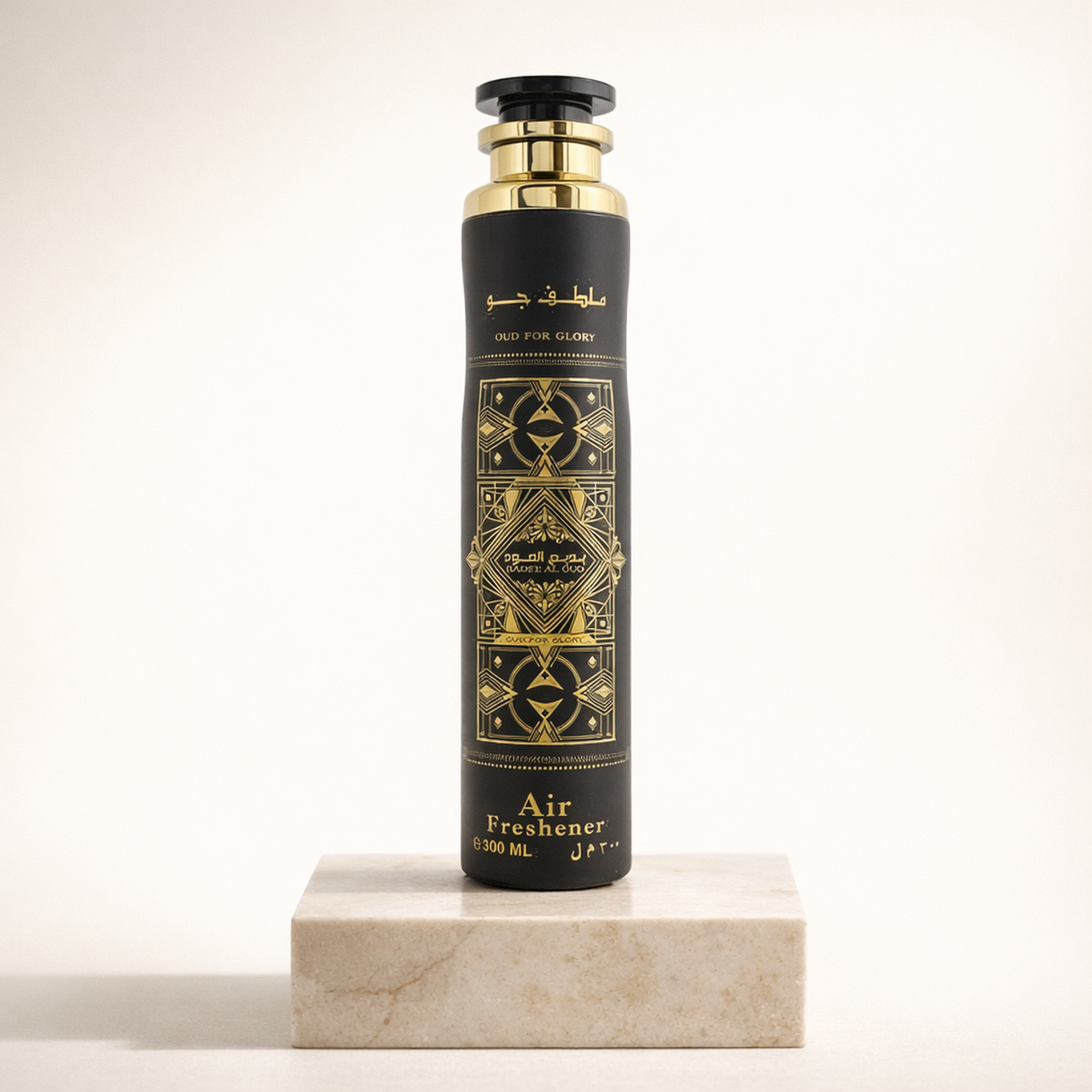 Lattafa Badee Al Oud Air Freshener upright pedestal gallery showcase