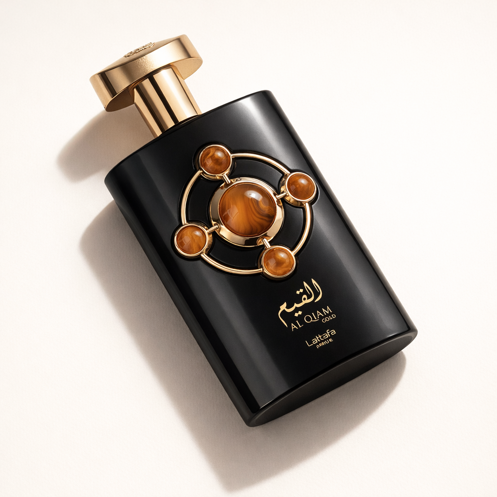 Lattafa Pride Al Qiam Gold EDP For Women angled still-life gallery showcase