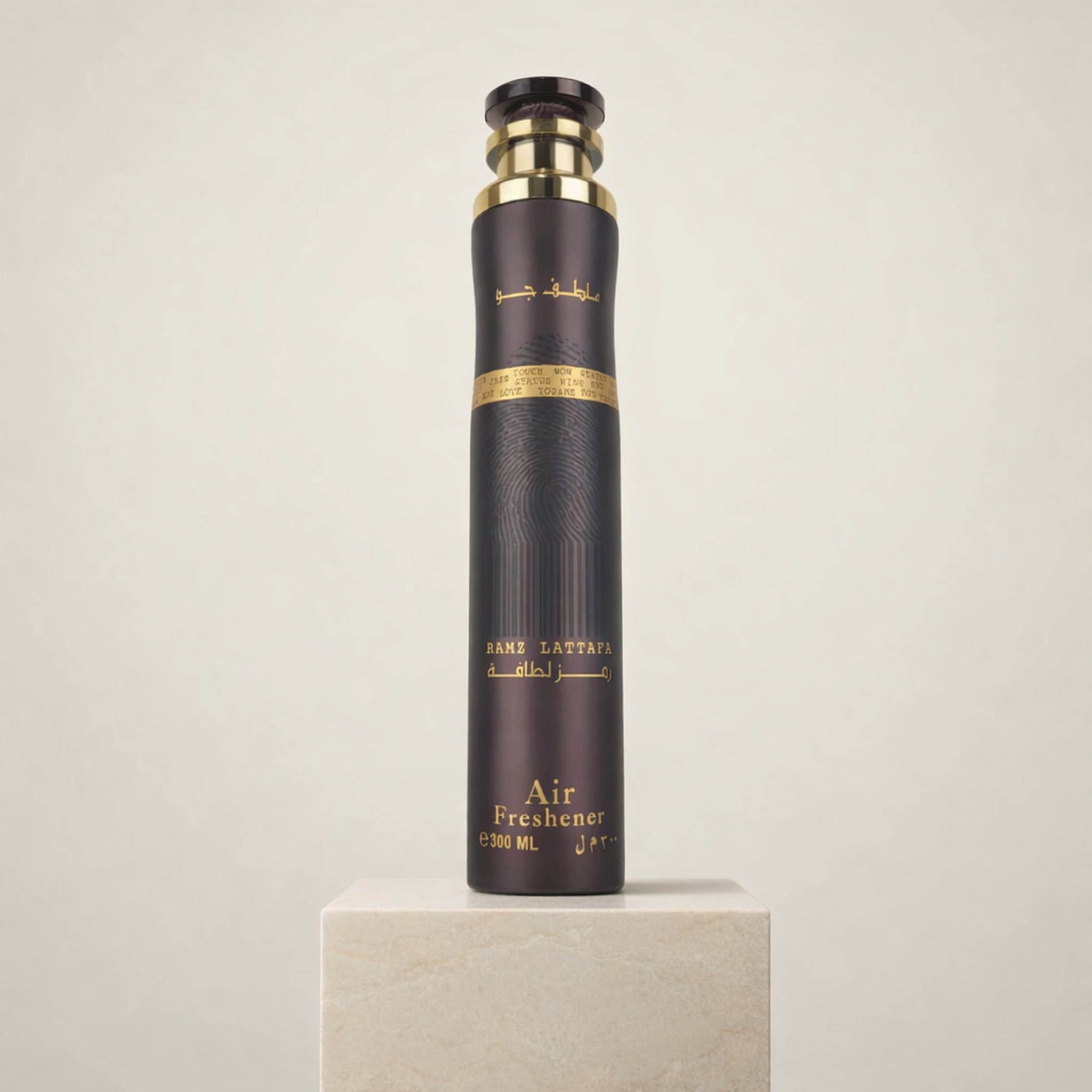 Lattafa Ramz Gold Air Freshener upright pedestal gallery showcase