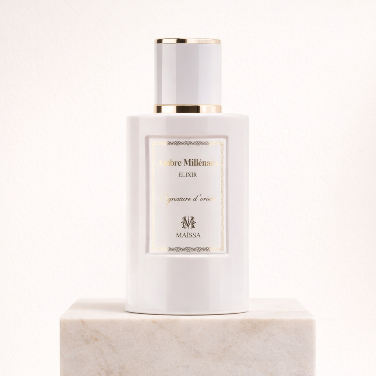 Maissa Ambre Millenaire EDP upright pedestal gallery showcase