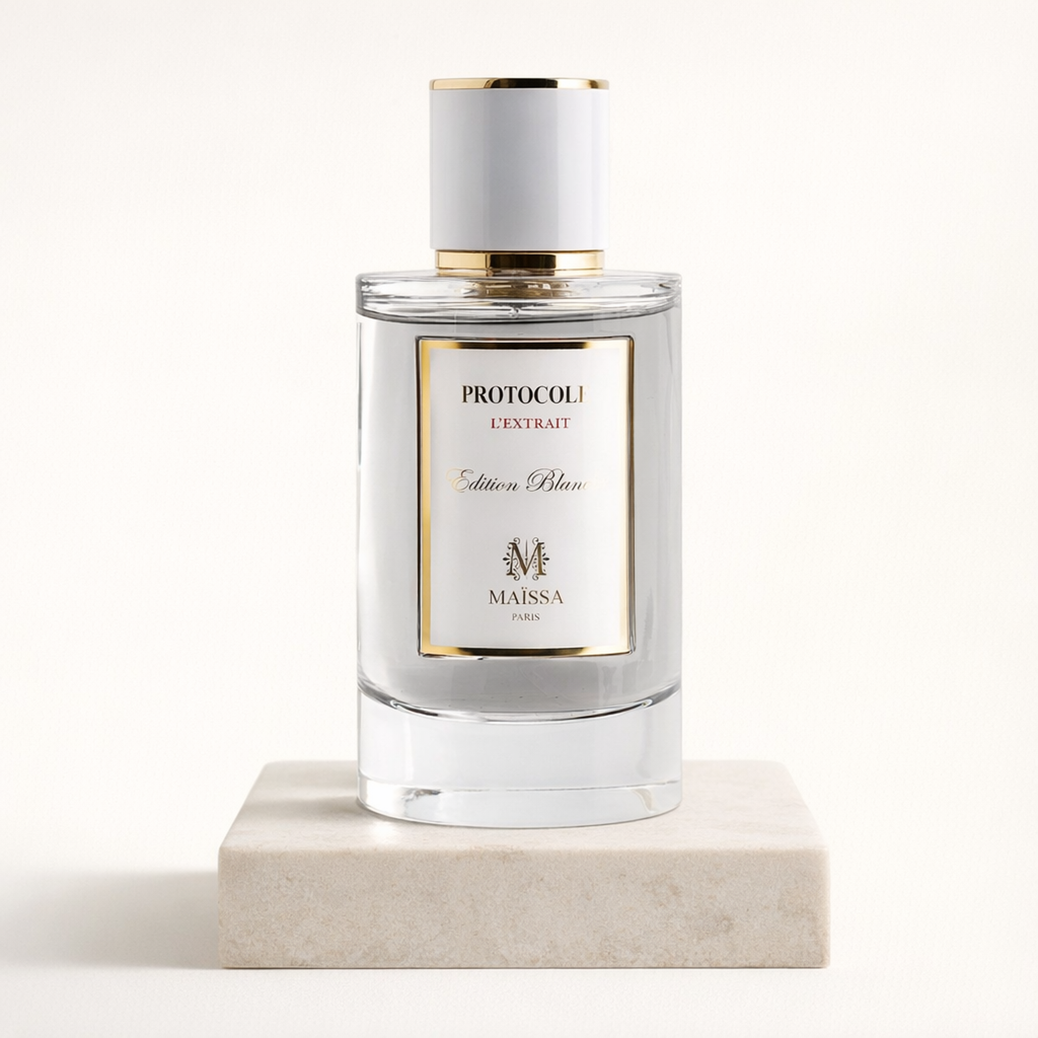 Maissa Protocole L'Extrait EDP upright pedestal gallery showcase