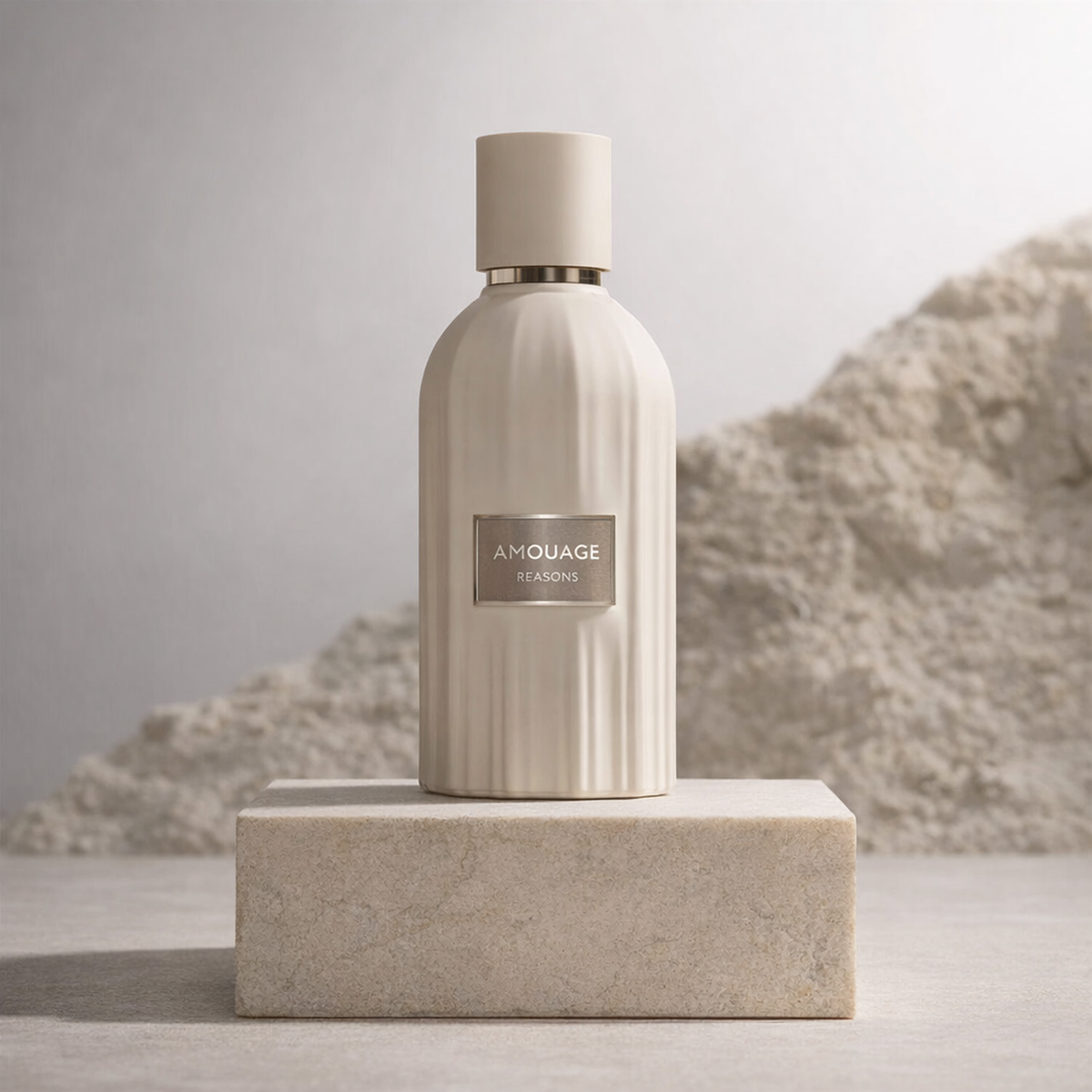 Amouage Reasons Essence Parfum upright pedestal gallery showcase
