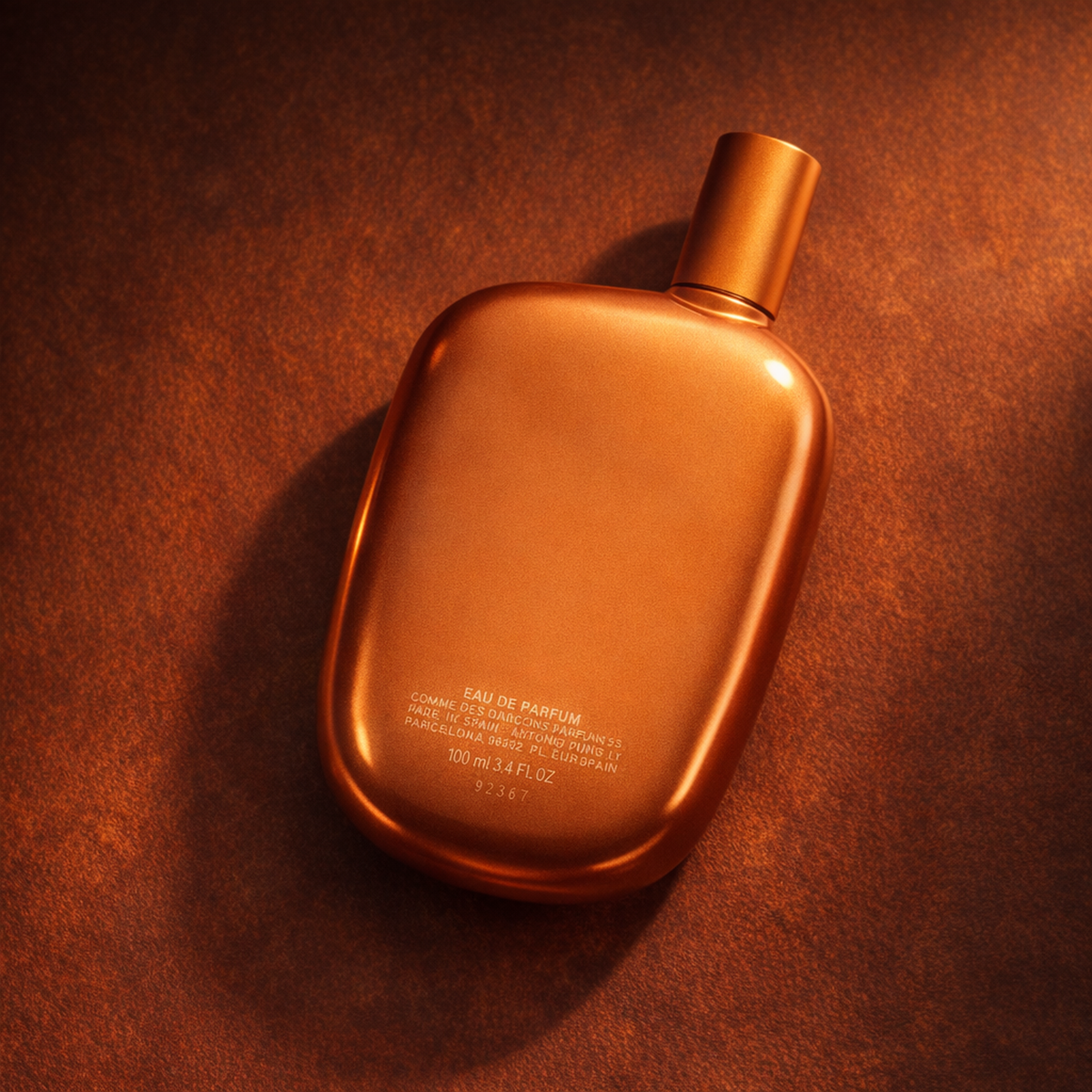 Comme Des Garcons Copper EDP angled still-life gallery showcase
