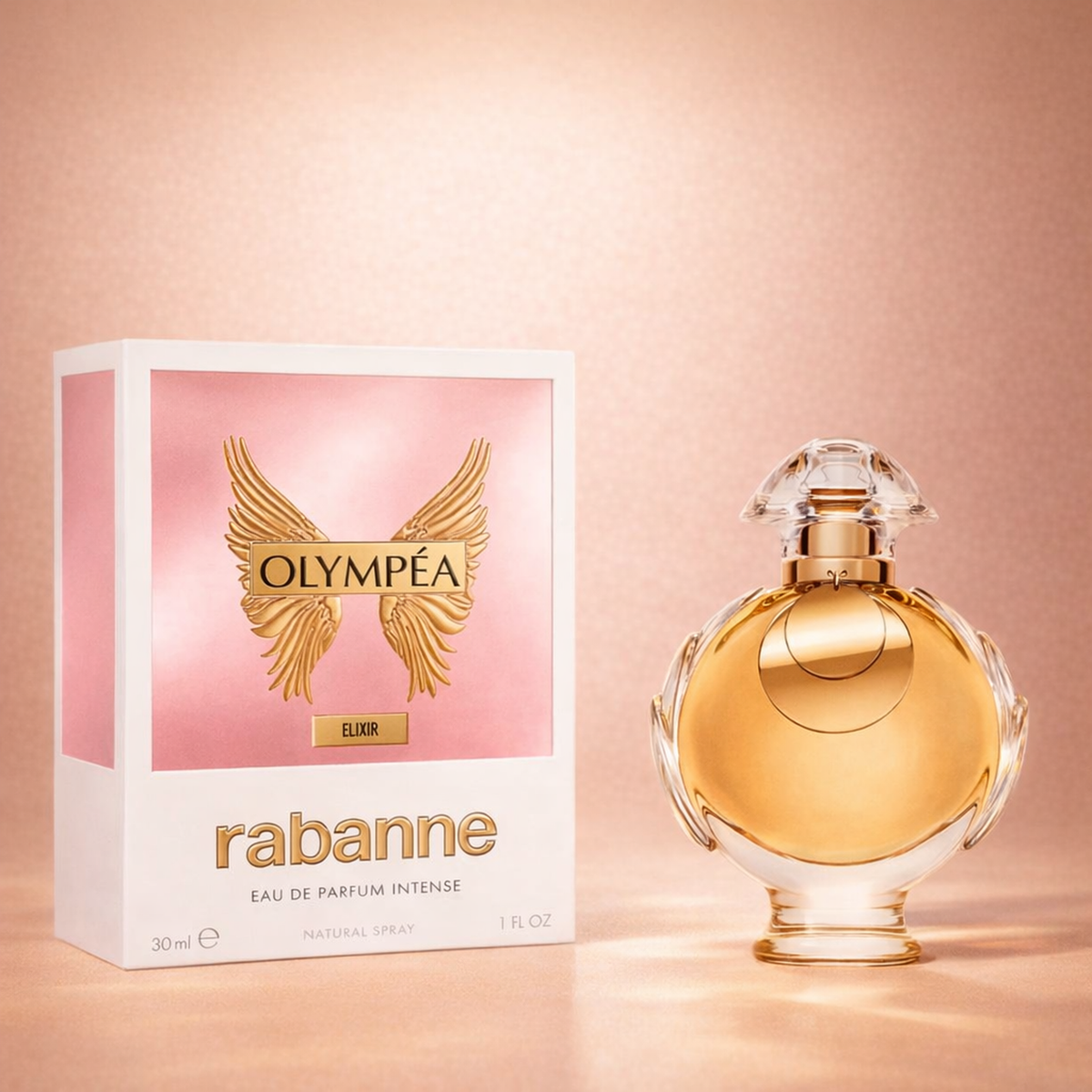 Paco Rabanne Olympea Elixir Intense EDP Intense For Women packaging product shot gallery showcase
