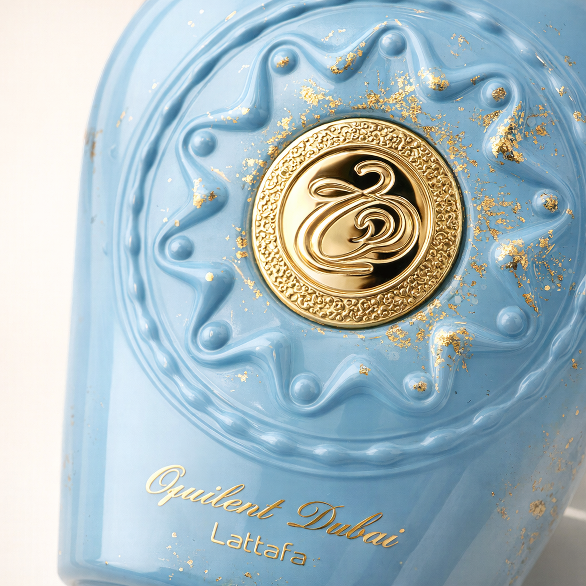Lattafa Opulent Dubai EDP macro label detail gallery showcase