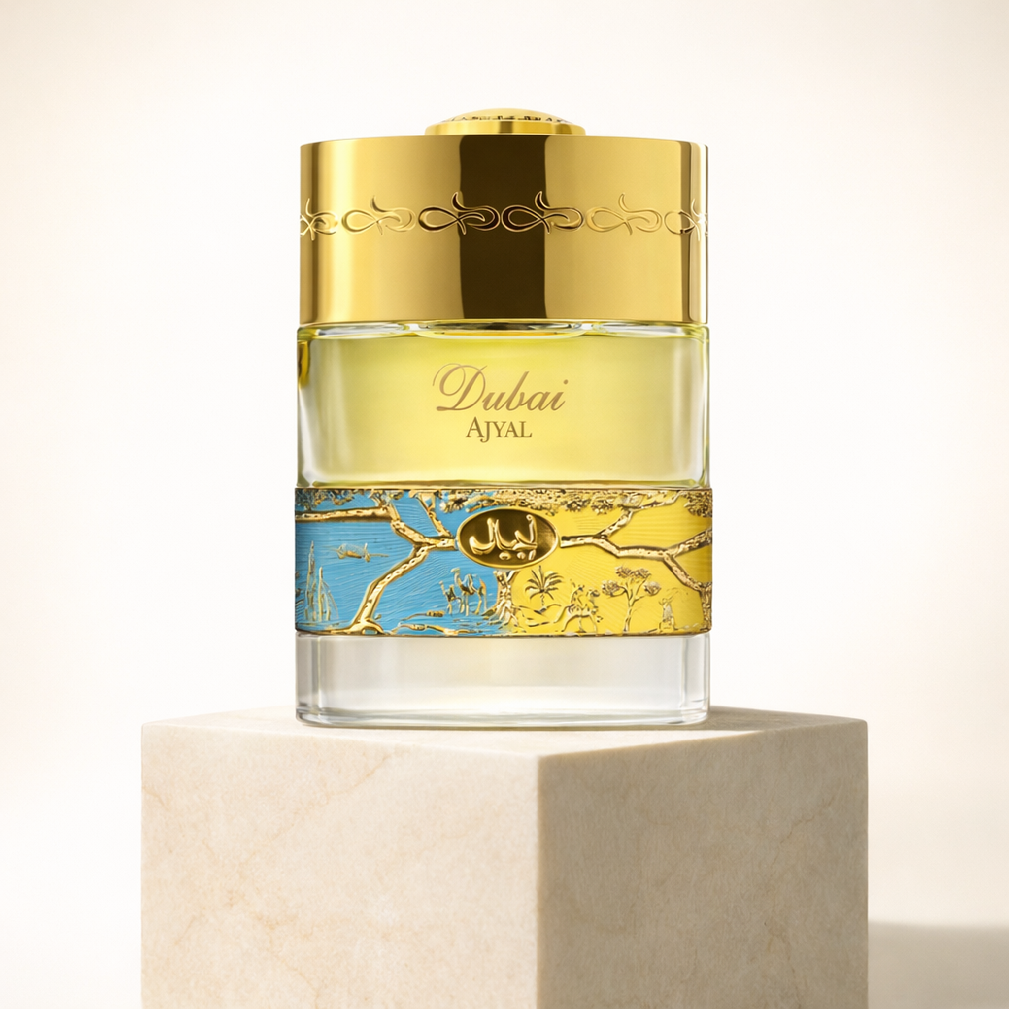 The Spirit of Dubai Ajyal EDP upright pedestal gallery showcase