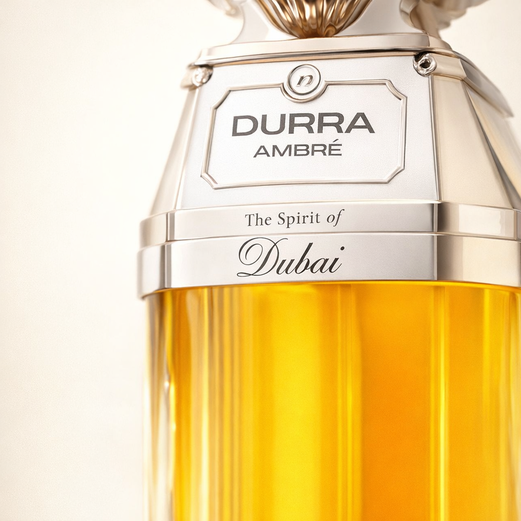 The Spirit of Dubai Durra Ambre EDP macro label detail gallery showcase