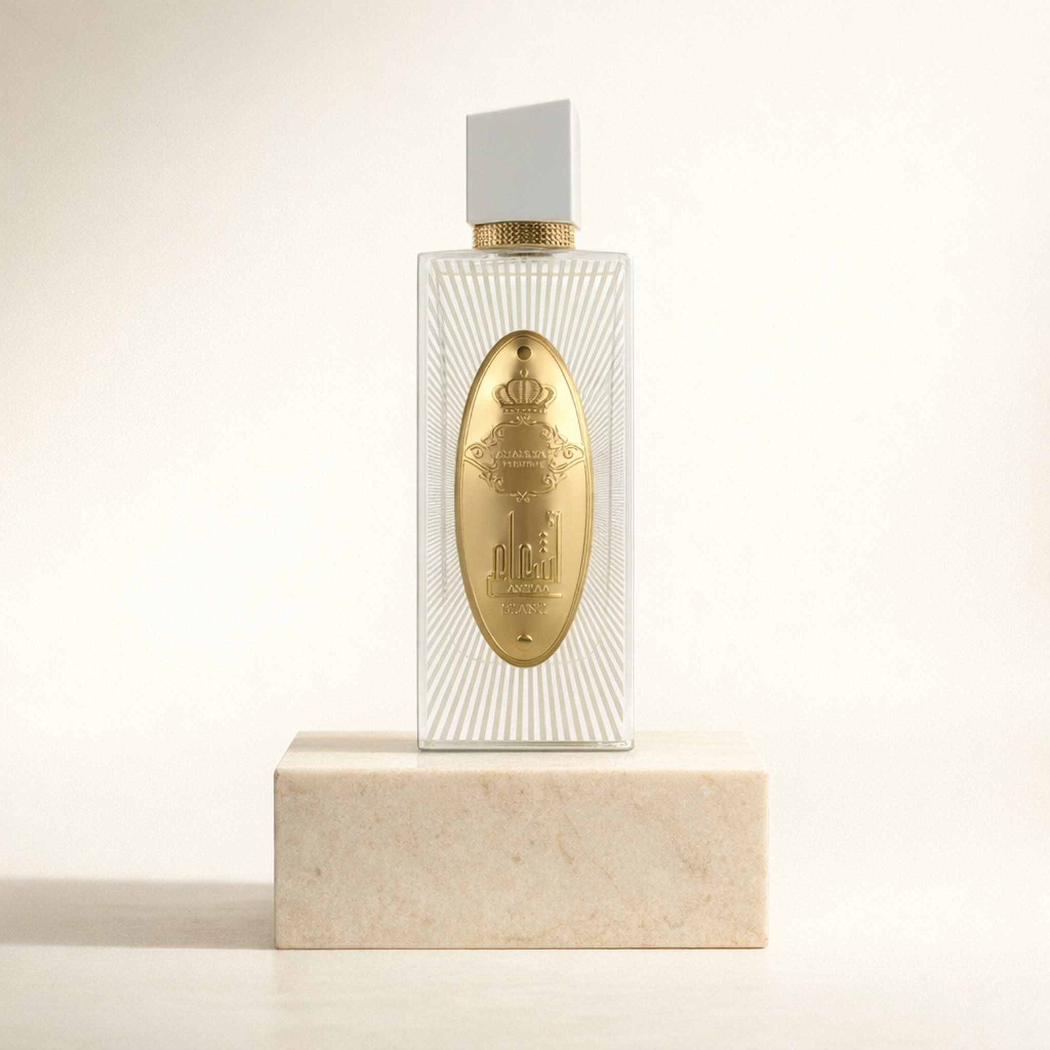 Arabiyat Prestige Ash'aa Blanc EDP upright pedestal gallery showcase