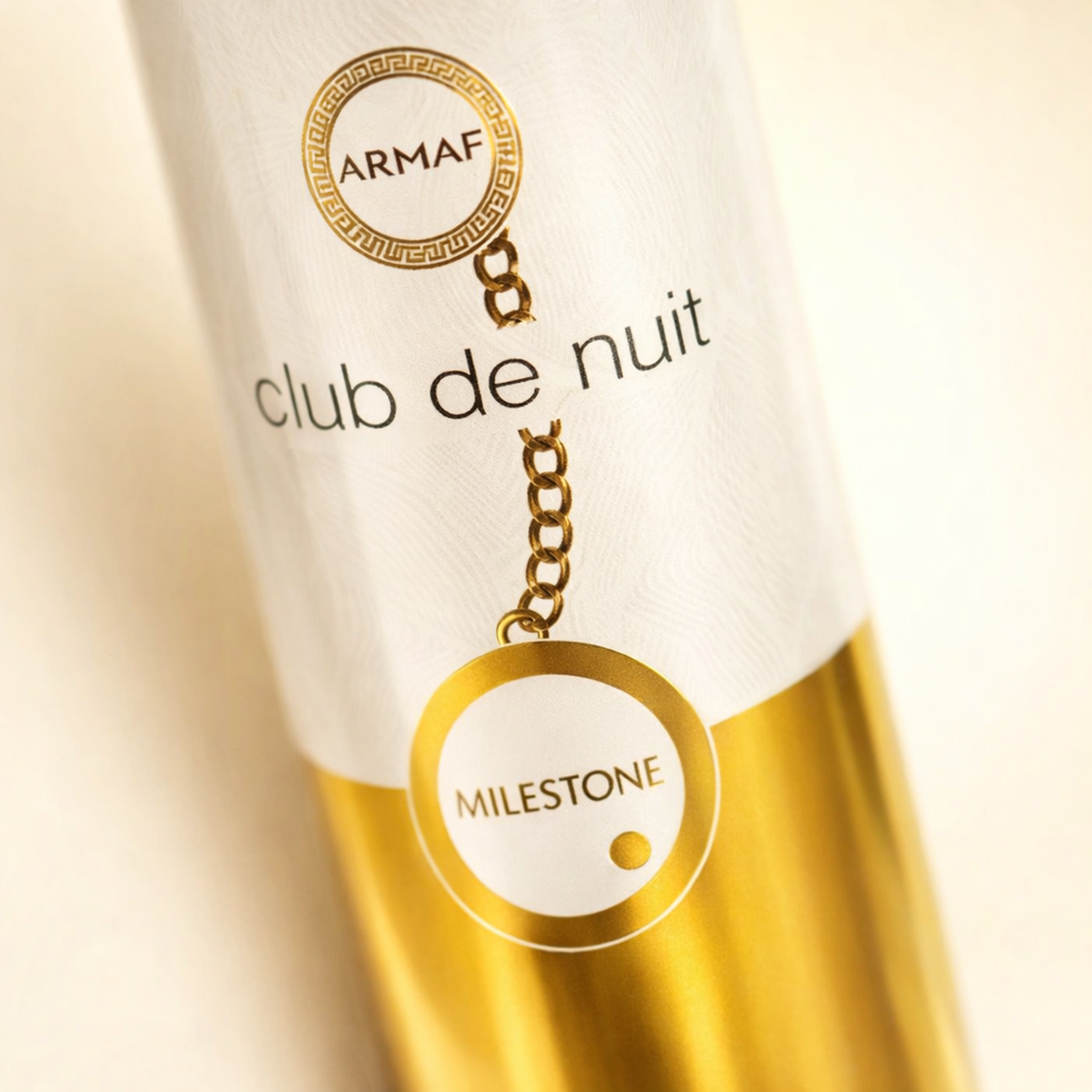 Armaf Club De Nuit Milestone Body Spray macro label detail gallery showcase