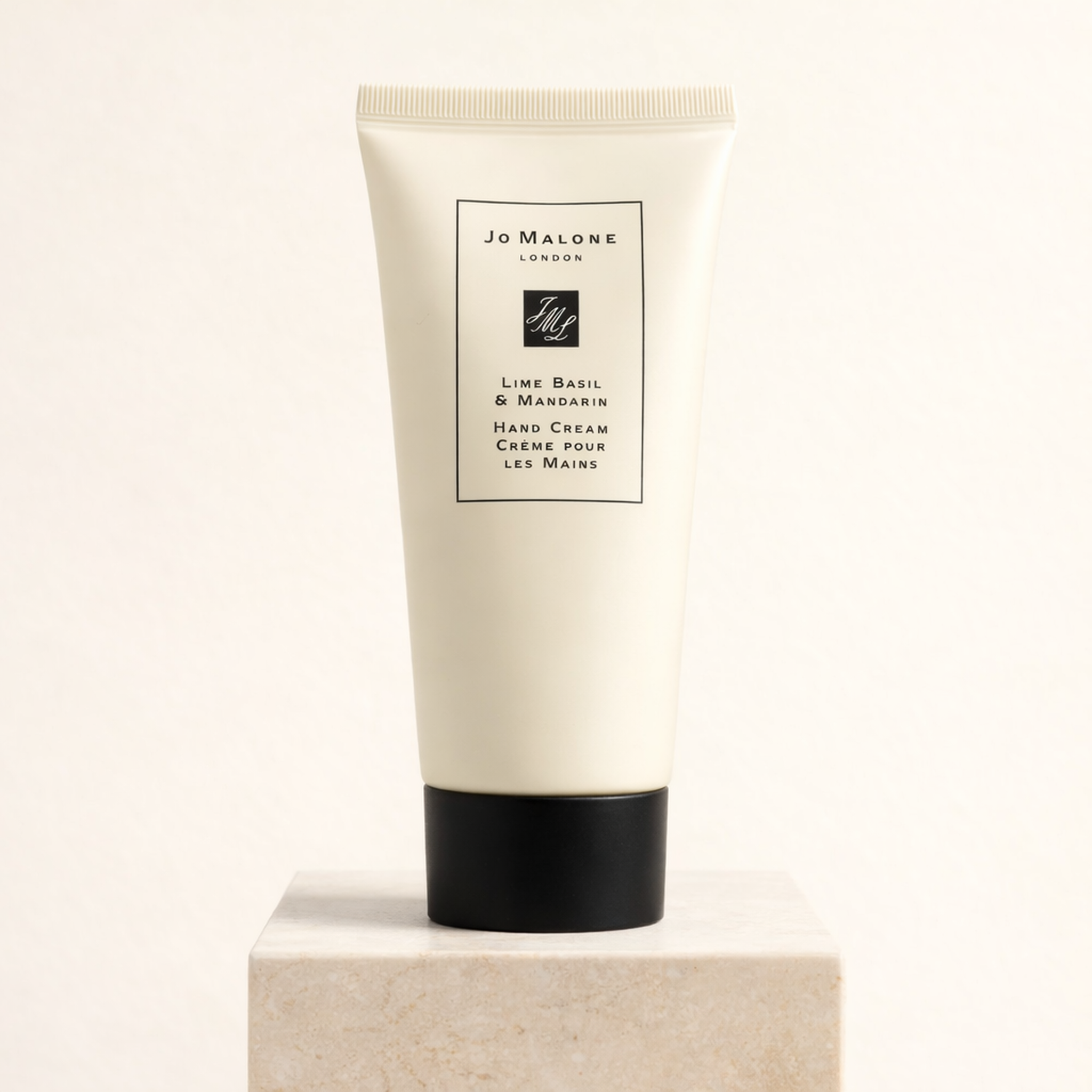 Jo Malone Lime Basil & Mandarin Hand Cream upright pedestal gallery showcase