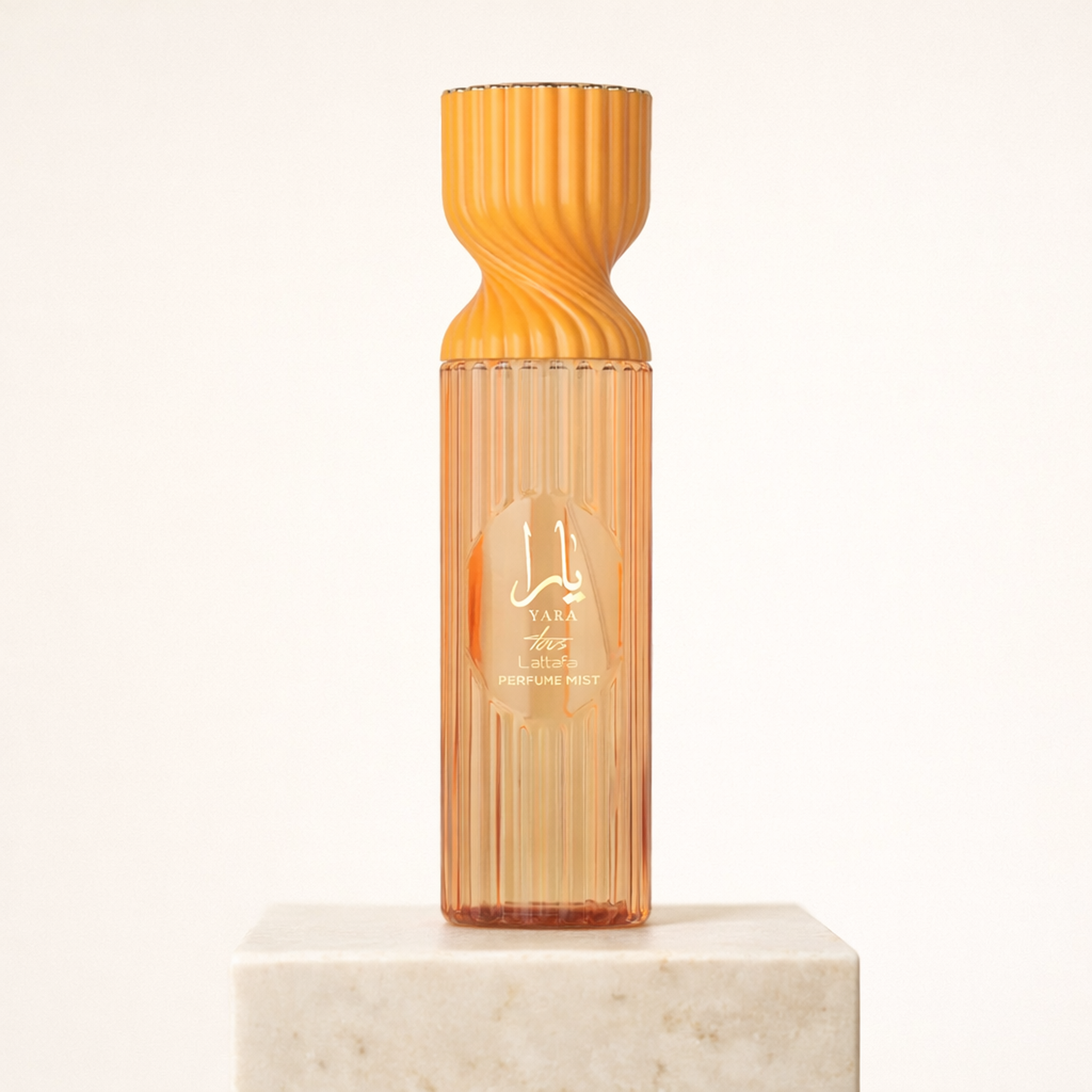 Lattafa Yara Tous All Over Body Spray upright pedestal gallery showcase