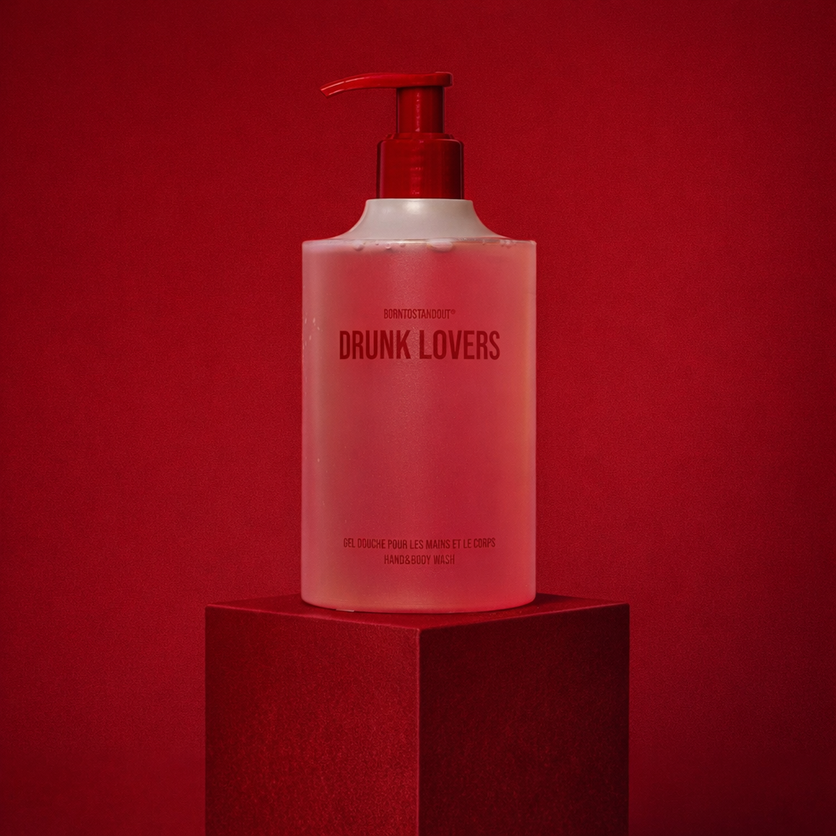 BORNTOSTANDOUT Drunk Lovers Hand & Body Wash upright pedestal gallery showcase