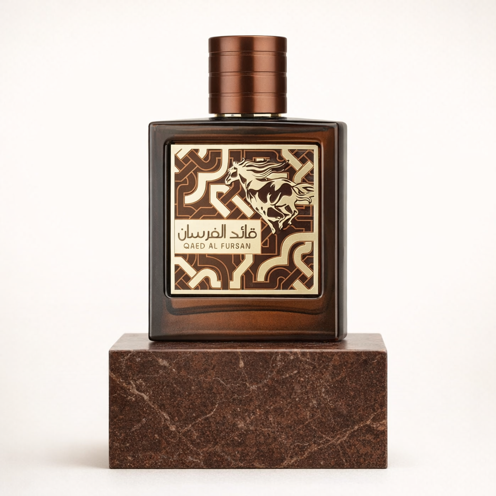 Lattafa Qasaed Al Sultan Untamed EDP upright pedestal gallery showcase