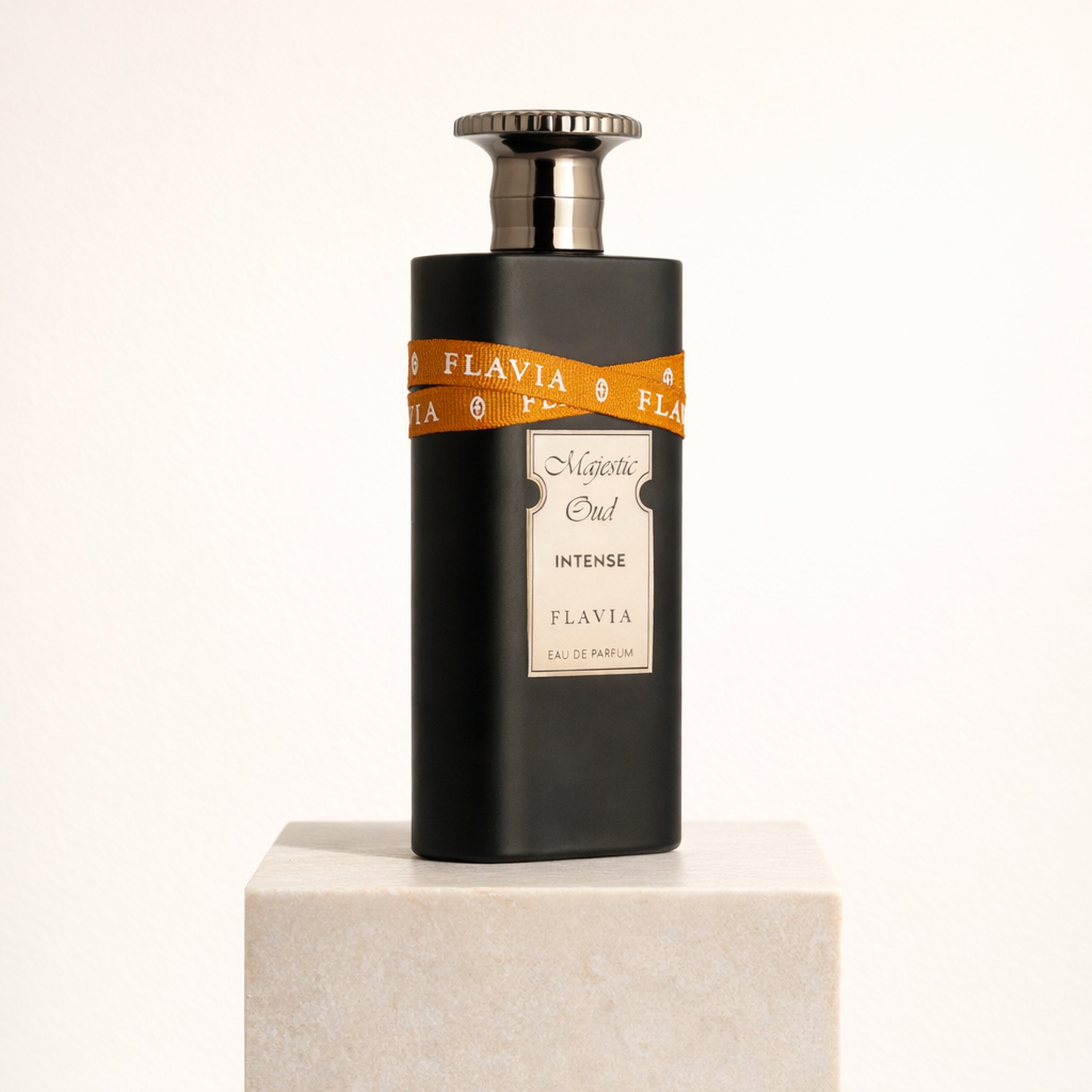 Flavia Majestic Oud Intense EDP upright pedestal gallery showcase