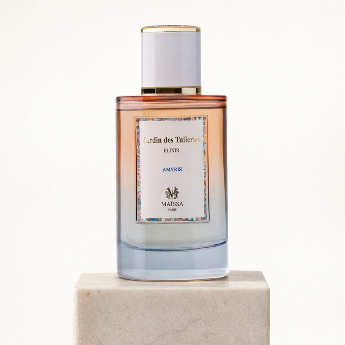 Maissa Jardin Des Tuileries Elixir Amyris EDP upright pedestal gallery showcase