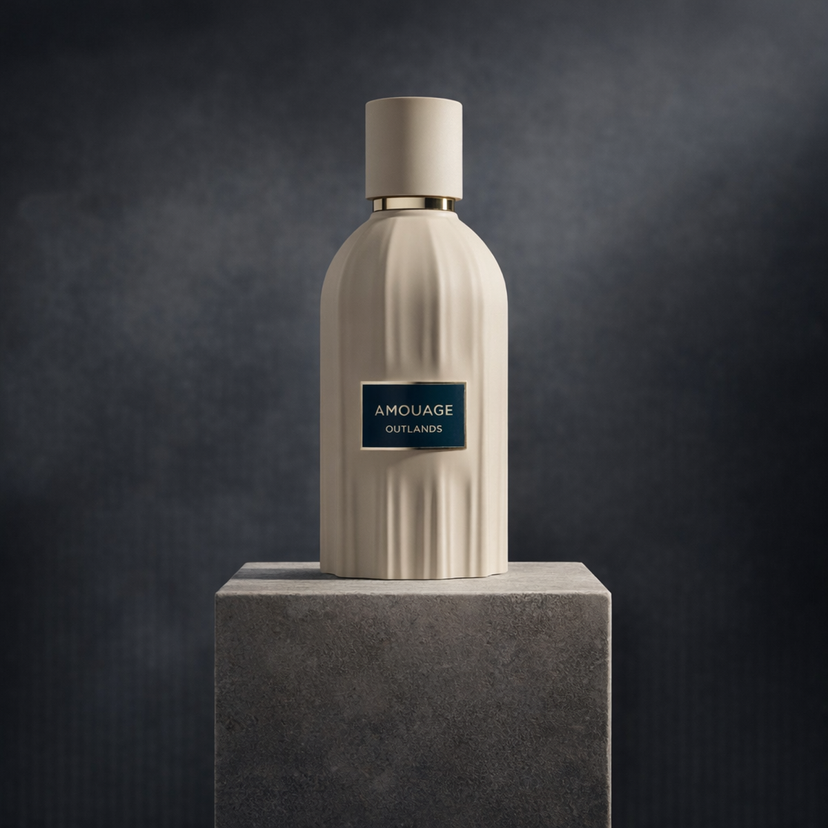 Amouage Outlands Essence Parfum upright pedestal gallery showcase
